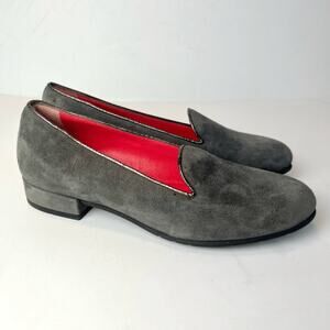 Pas de Rouge Gray Suede Loafers Classic  Flats Made in Italy Sz 36